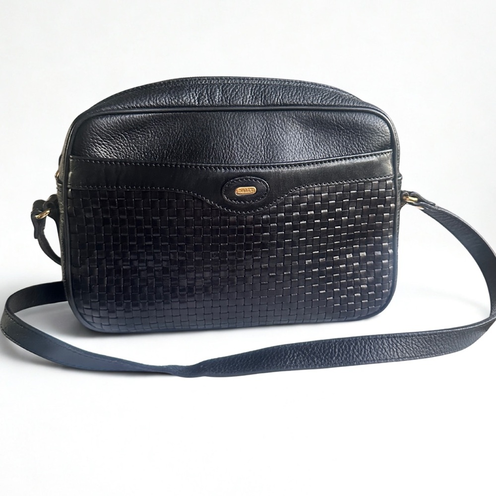 BALLY Vintage Woven Leather Crossbody Bag - Black